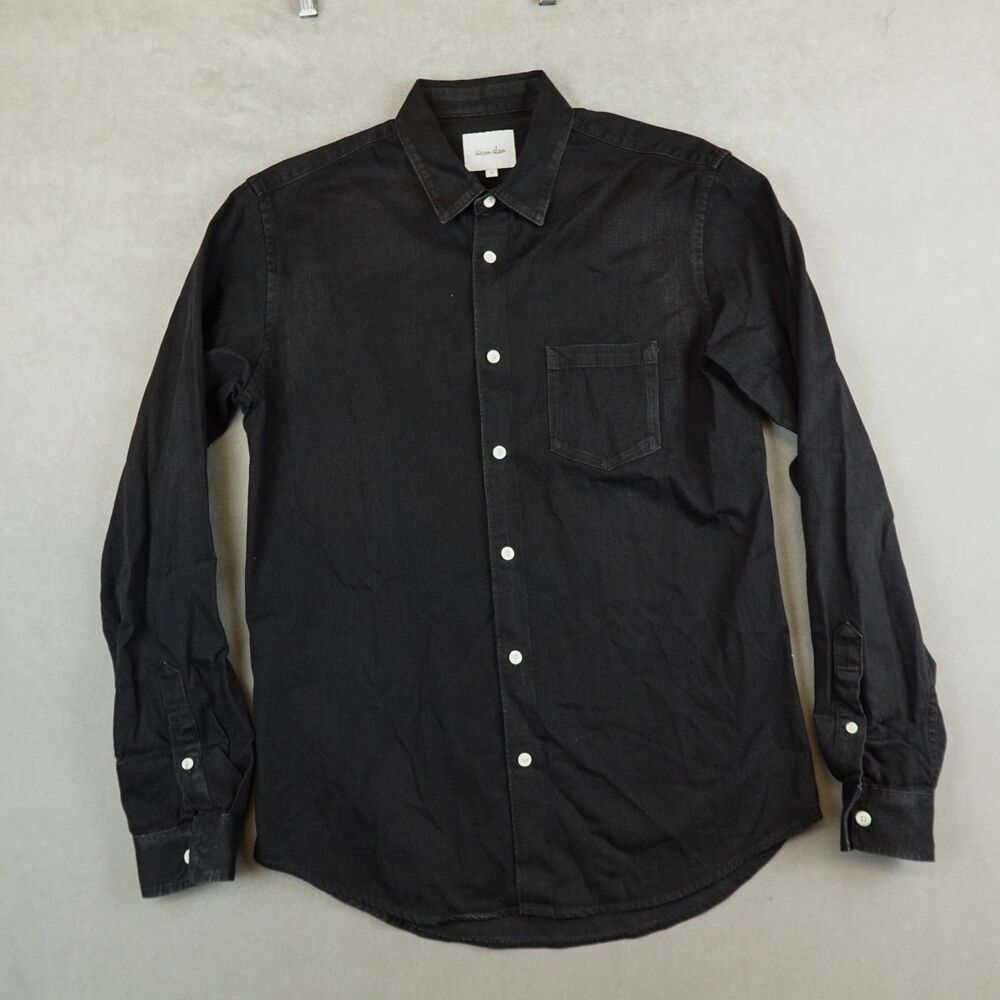 Steven Alan Shirt Mens Small Black Cotton Button Up Long Sleeve Casual Pocket